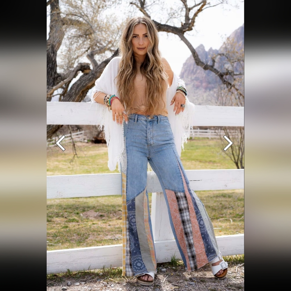 Three Bird Nest Multicolor Flare Jeans